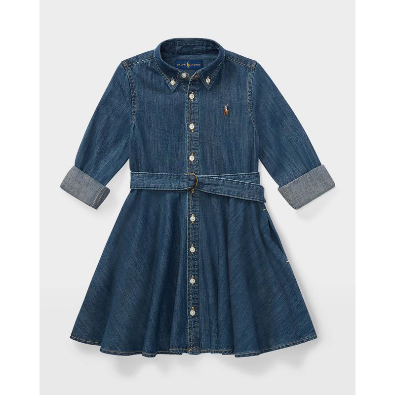 Girl-s-Belted-Fit-and-Flare-Denim-Shirtdress-Size-2-4