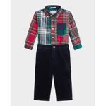 Boy-s-Plaid-Print-Shirt-W--Corduroy-Pants-Set-Size-3M-24M