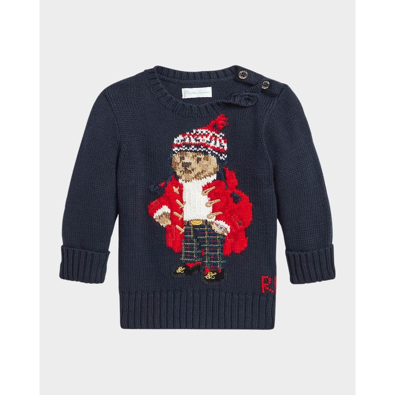 Boy-s-Festive-Polo-Bear-Intarsia-Sweater-Size-3M-24M