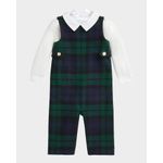 Boy-s-Plaid-Print-Overalls-W--Bodysuit-Set-Size-9M-24M