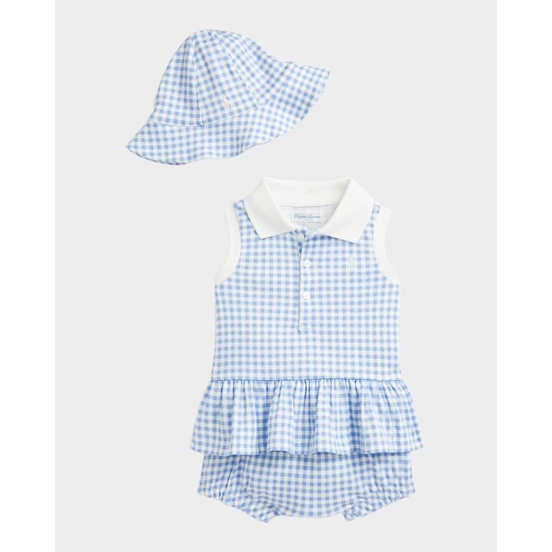 Girl-s-3-Piece-Gingham-Polo-Shirt-and-Shorts-Set-Size-3M-24M