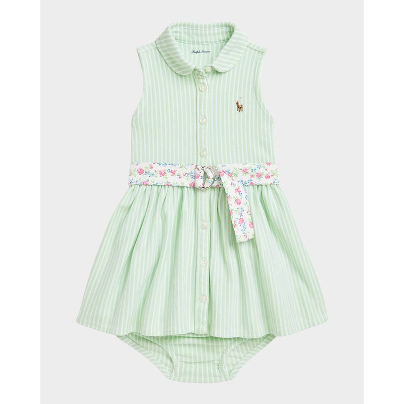 Girl-s-Striped-Shirtdress-W--Floral-Print-Belt-Size-3M-24M