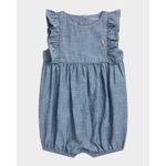 Girl-s-Chambray-Ruffle-Trim-Bubble-Romper-Size-3M-24M