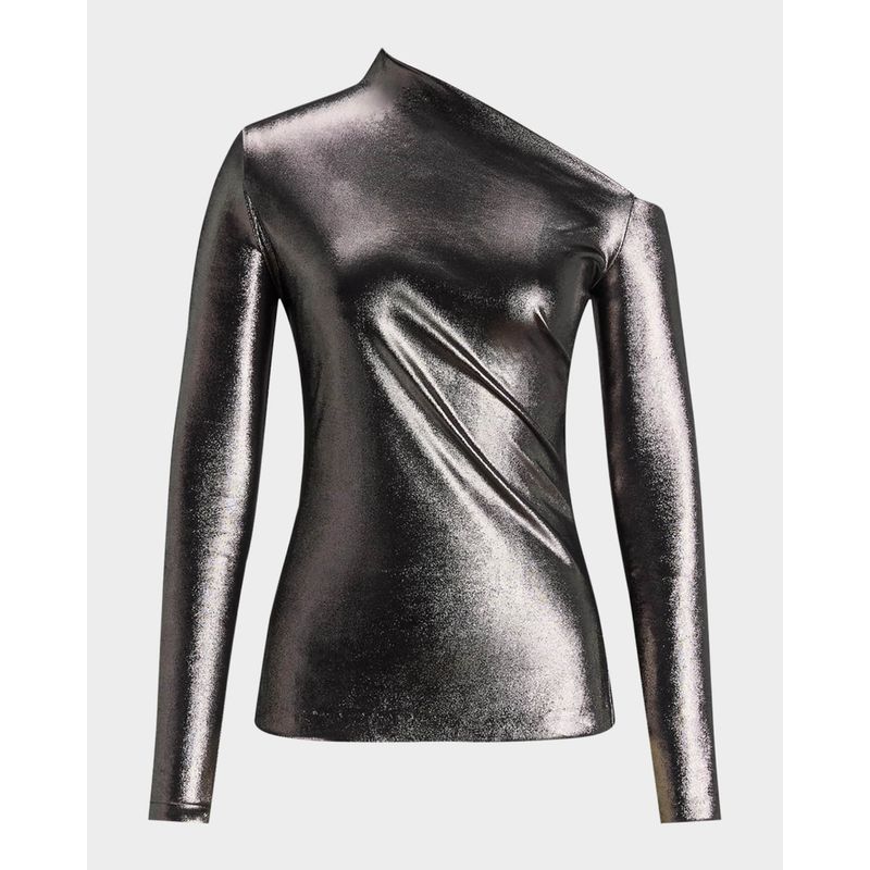 Off-Shoulder-Laminated-Jersey-Top