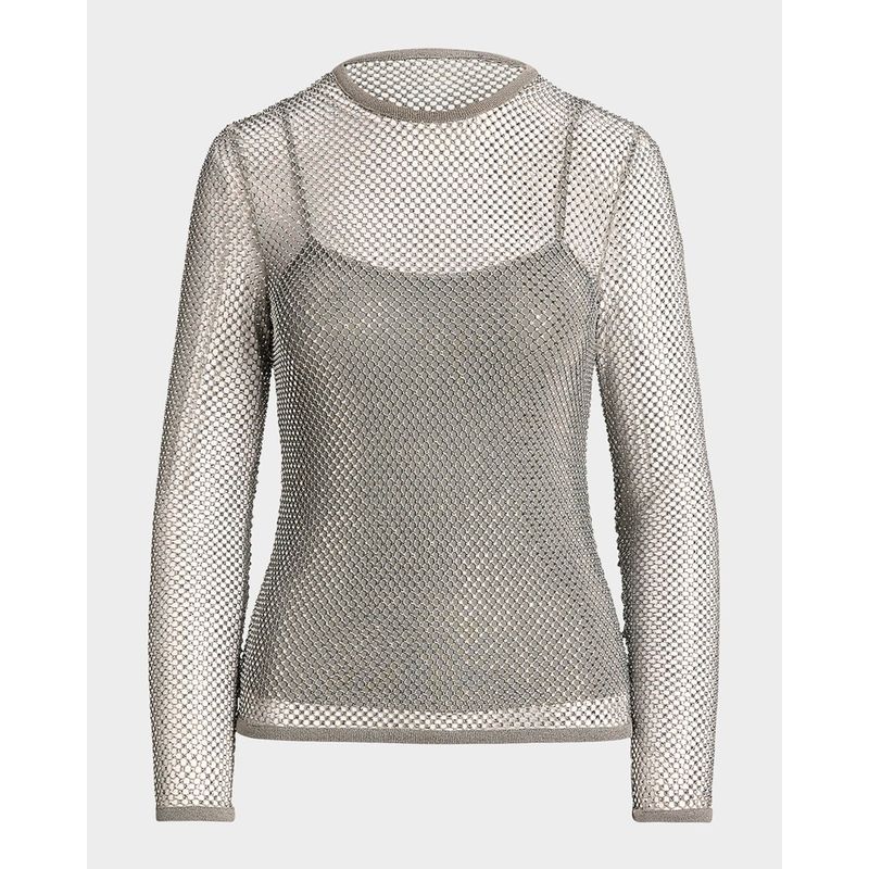 Rhinestone-Net-Embellished-Top