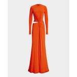 Twist-Front-Long-Sleeve-Evening-Dress