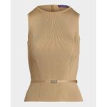 Belted-Stretch-Silk-Sleeveless-Sweater