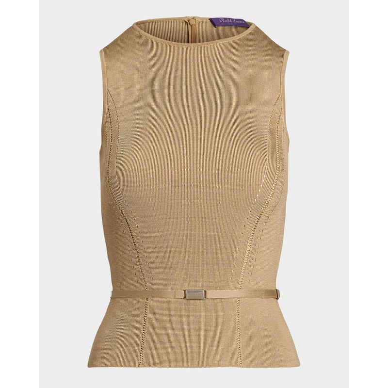 Belted-Stretch-Silk-Sleeveless-Sweater