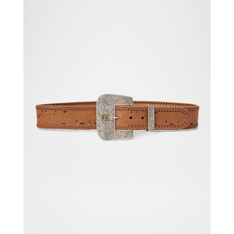 Tooled-Buckle-Calfskin-Suede-Belt