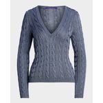 V-Neck-High-Shine-Silk-Cable-Knit-Sweater